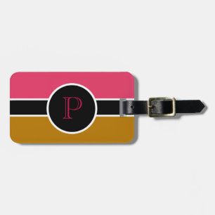 Étiquette À Bagage Monogramme rose Premier sac de voyage moderne