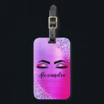Étiquette À Bagage Monogramme rose violet Parties scintillant Eyelash<br><div class="desc">Parties scintillant d'étincelle métallique violet et rose Faux Foil Nom et clignotement initial (clignotants),  Extensions d'oreille et yeux Bagage ou sac Tag. Le design fait le cadeau parfait pour 16 ans,  mariage,  douche nuptiale,  anniversaire,  baby shower ou bachelorette pour quelqu'un à la recherche d'un style cool tendance.</div>