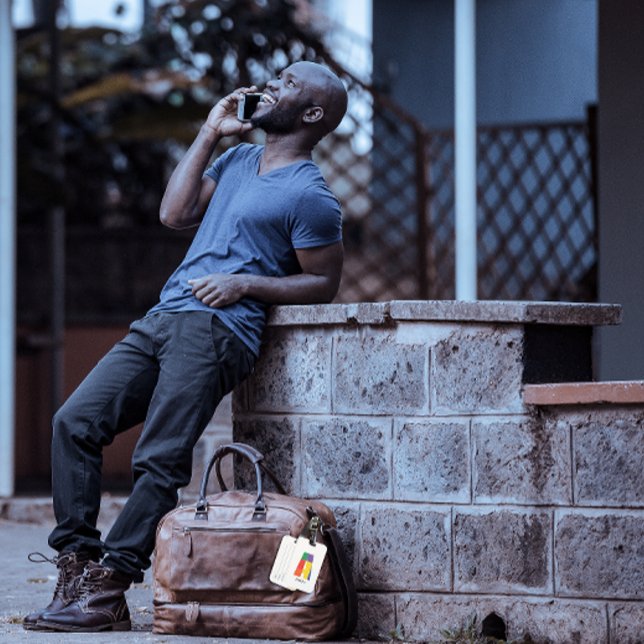 Étiquette À Bagage Monogramme rouge jaune pourpre vert initial A (Créateur téléchargé)