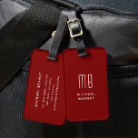 Étiquette À Bagage Monogramme rouge moderne<br><div class="desc">Tag de bagage Monogrammé Rouge moderne.</div>