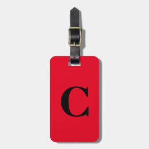 Étiquette À Bagage Monogramme rouge orange clair Nom personnalisé