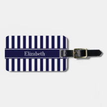 Monogramme Ruban Bleu Marine Rayure Blanc
