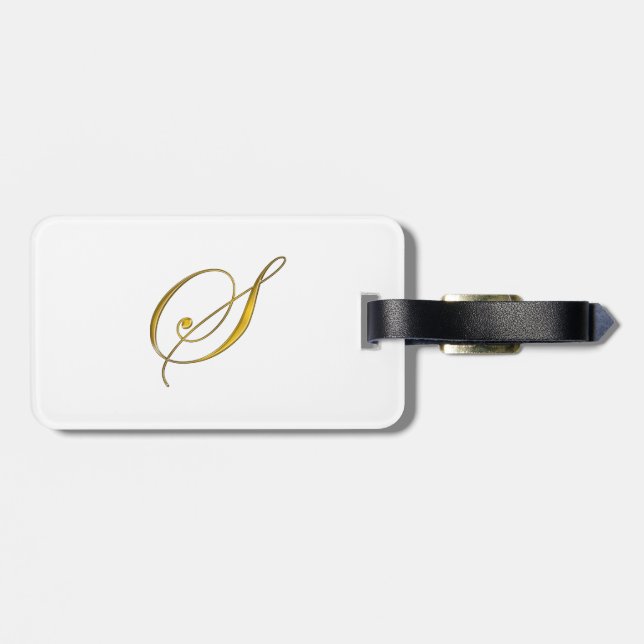 Étiquette À Bagage Monogramme S en or (Dos horizontal)