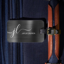 Monogramme Script Gris noir Faux métal acier