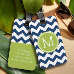 Étiquette À Bagage Monogramme simple Motif Chevron - Chaux de marine<br><div class="desc">Voyagez dans le style avec ce design coloré et un espace pour monogrammes. Si vous devez ajuster l'illustration ou modifier la police,  vous pouvez cliquer sur la zone personnaliser. Cela vous mènera à l'outil de conception où vous pouvez effectuer de nombreux changements.</div>