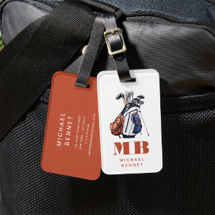 Étiquette À Bagage Monogramme Sport Golf Moderne