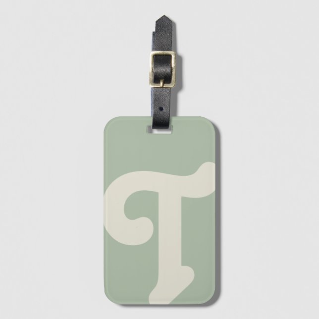 Étiquette À Bagage Monogramme sur mesure Monogramme initial Sage vert (Devant Vertical)