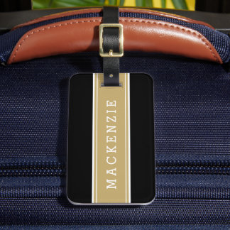 Étiquette À Bagage Monogramme sur mesure pour bande de rugby noir et