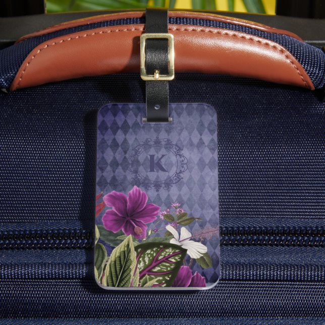 Étiquette À Bagage Monogramme sur mesure Tropical Floral (Insitu Rectoal 2)
