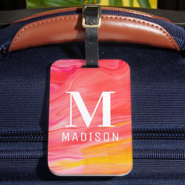 Étiquette À Bagage Monogramme Tendance Moderne Féminin Chic Abstrait  (Insitu Rectoal 2)