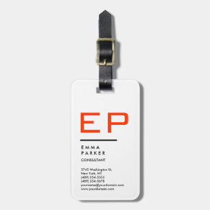 Étiquette À Bagage Monogramme tendance noir blanc