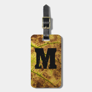 Étiquette À Bagage Monogramme Terre jaune et feuille Brown image