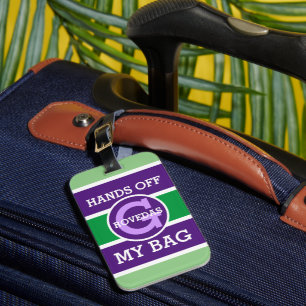 Étiquette À Bagage Monogramme Touche Pas À Mon Sac sur Vert Blanc Vio