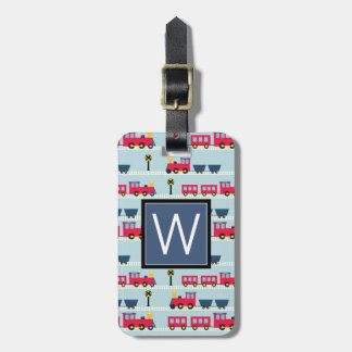 Étiquette À Bagage Monogramme | Trains mignons