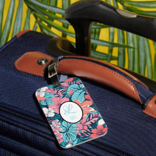 Étiquette À Bagage Monogramme tropical hawaïen