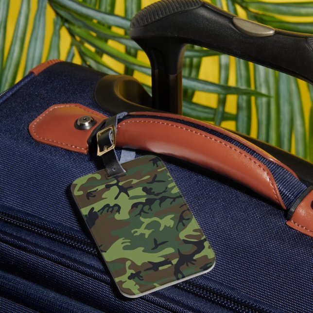 Étiquette À Bagage Monogramme Vert Marron Noir Camo Camouflage (Insitu Rectoal 1)