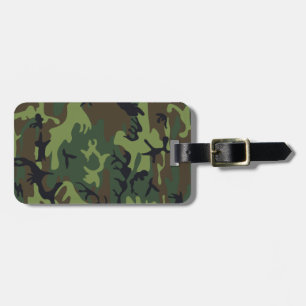 Étiquette À Bagage Monogramme Vert Marron Noir Camo Camouflage