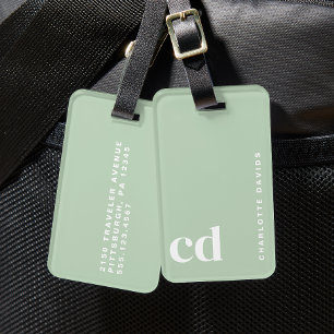 Étiquette À Bagage Monogramme vert mignon