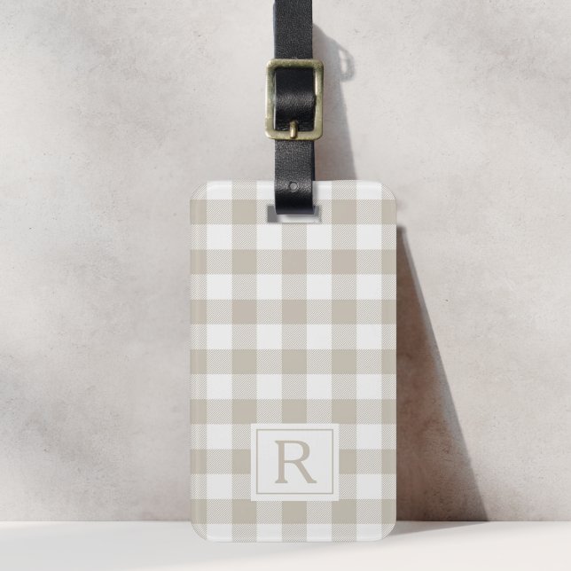Étiquette À Bagage Monogramme Vichy Beige Maison de Campagne (Créateur téléchargé)