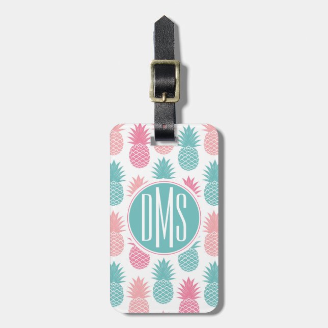 Étiquette À Bagage Monogramme vintage du motif | d'ananas (Devant Vertical)