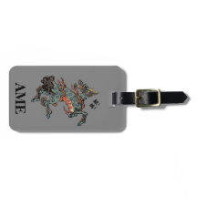Monogramme Vintage Qilin chinois sur gris moyen