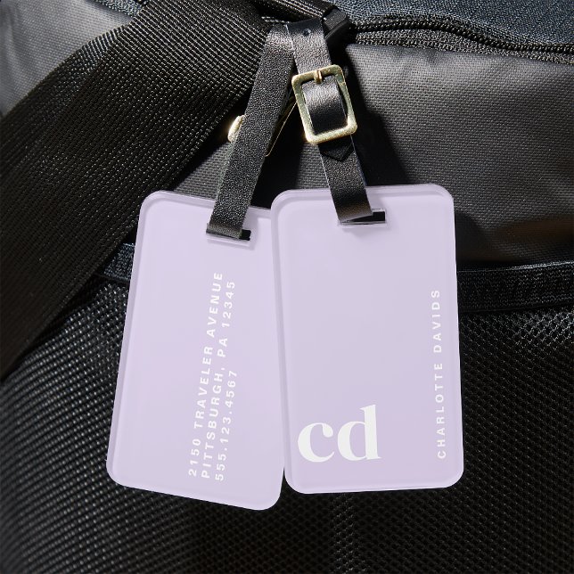 Étiquette À Bagage Monogramme violet clair Fille (Créateur téléchargé)