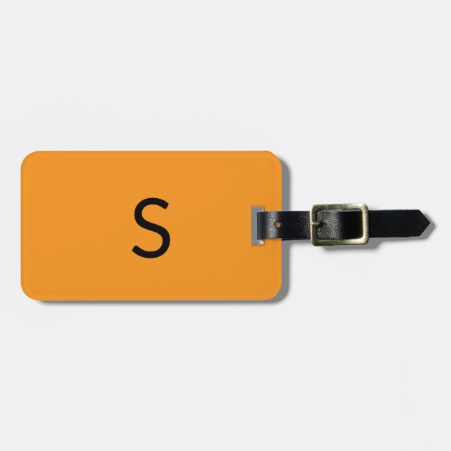 Étiquette À Bagage Monogrammes Citrouille Orange Automne Cadeau (Devant horizontal)