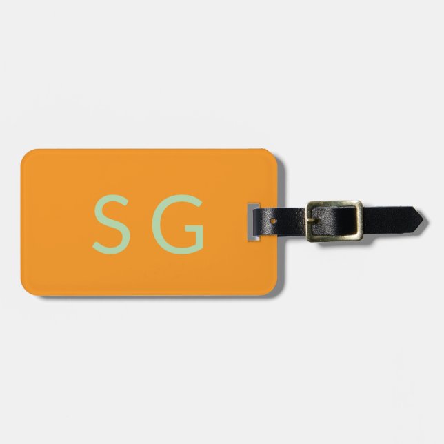 Étiquette À Bagage Monogrammes Citrouille Orange Green Fall Cadeau Fa (Devant horizontal)