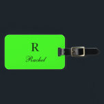 Étiquette À Bagage Monogrammes Initiales Nom Modèles Neon Green Moder<br><div class="desc">Les données initiales et aussi personnelles monogrammes comme nom,  adresse,  numéro de téléphone et e-mail que vous pouvez modifier. Conçu avec un arrière - plan de couleur vert néon solide attrayant,  vous pouvez changer de couleur si vous le souhaitez. Une idée-cadeau de voyage pour un Cool.</div>