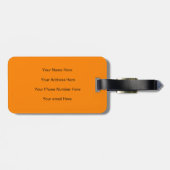 Étiquette À Bagage Monogrammes Nom Orange Custom Cadeau Favoriser Cut (Dos horizontal)