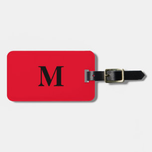 Étiquette À Bagage Monogrammes Nom personnalisé Bright Orange Rouge C