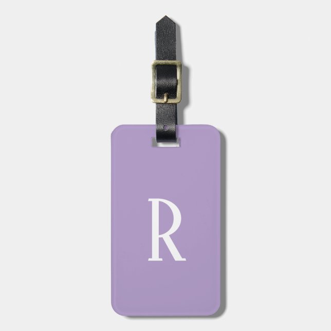 Étiquette À Bagage Monogrammes violets clair Nom Cadeau cool Faveur d (Devant Vertical)