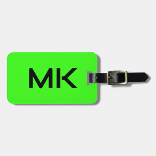 Étiquette À Bagage Monograms Neon Green Initiales Nom Cadeau Favorise