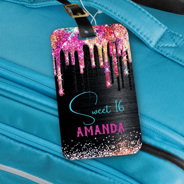 Étiquette À Bagage Monographie d'anniversaire de parties scintillant  (Créateur téléchargé)