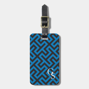 Étiquette À Bagage Monographie de motif géométrique à clé bleu modern