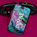 Étiquette À Bagage Monographie Whimsical ondulé bleu violet Parties s<br><div class="desc">Rentrez à l'école en vous amusant avec ce joli bagage personnalisé. Il est conçu avec une élégante parties scintillant bleu girly et violet. Pour le rendre plus spécial, il est également monogrammé et personnalisé avec le nom ou le texte que vous souhaitez. cliquez sur le lien "customiser plus loin" et...</div>