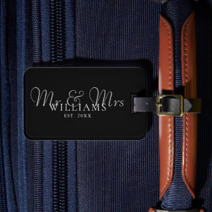 Étiquette À Bagage Monsieur et Madame Noir et Blanc Etablis