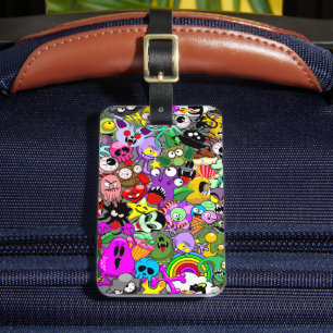 Étiquette À Bagage Monstres caractères mignons Motif d'Halloween