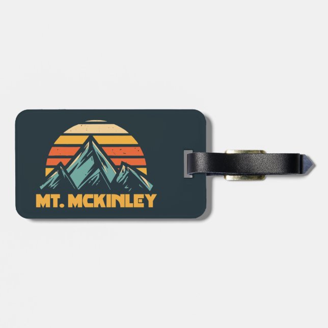 Étiquette À Bagage Mont McKinley Alaska Rétro Turquoise (Dos horizontal)