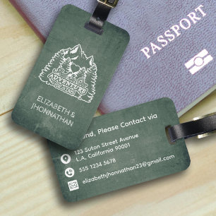 Étiquette À Bagage Montagnes Aventure Commence Green Chalkboard Trave