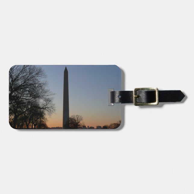 Étiquette À Bagage Monument Washington au coucher du soleil à DC (Devant horizontal)