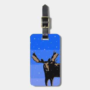 Étiquette À Bagage Moose en hiver - Art original de la faune