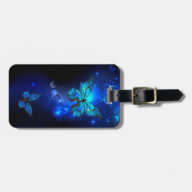Étiquette À Bagage Morpho Butterfly in the Dark Background (Devant horizontal)