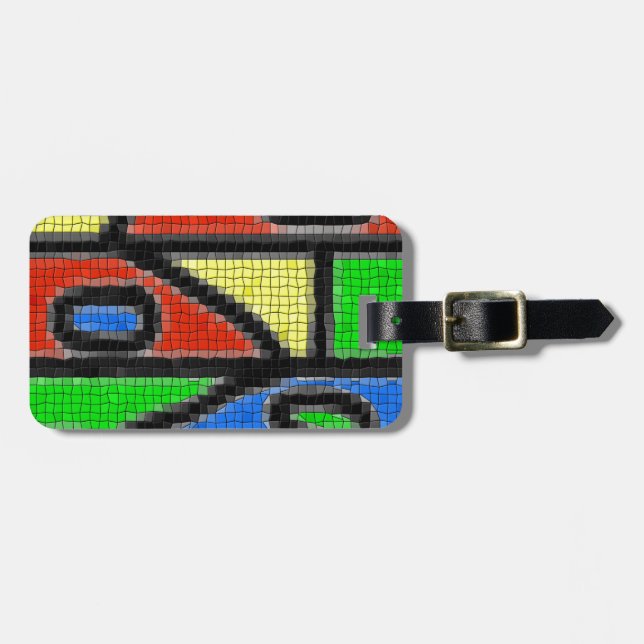 Étiquette À Bagage Mosaïque artisanale, art moderne. (Devant horizontal)