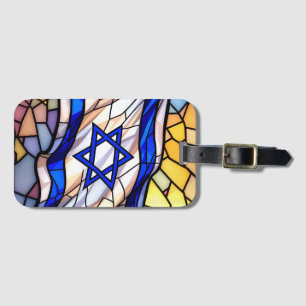Étiquette À Bagage Mosaïque d'art juif de drapeau d'Israël en verre c