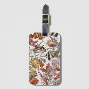 Étiquette À Bagage Motif 2 de vie marine d'aquarelle