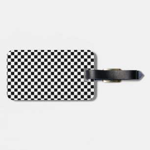Étiquette À Bagage Motif à carreaux noir et blanc