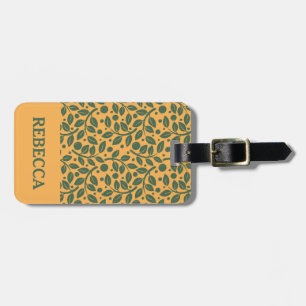 Étiquette À Bagage Motif à feuilles orange et verte