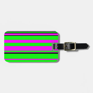 Étiquette À Bagage Motif à rayures couleur noir rose chaud