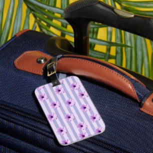 Étiquette À Bagage Motif à rayures pastel avec des marguerites